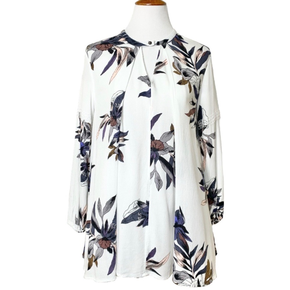 SOLD-Free People Floral Choker Neck Swing Pocket Tunic - Picture 2 of 14